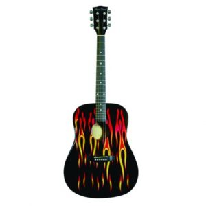 Ms Drd Acou Sp Top Guit Blk W Flames MAFL