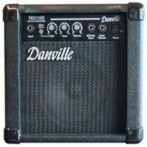 Danville 10 Watts Guitar Amplifier: 10 Watts with 6.5" Speaker, 15 Watts RMS @ 4 Ohms load. Controls: Channel Selection (OD/Clean), Gain, Tone, Volume.  Jacks: Input, CD / Line Input, Head Phone TEC-10D-1