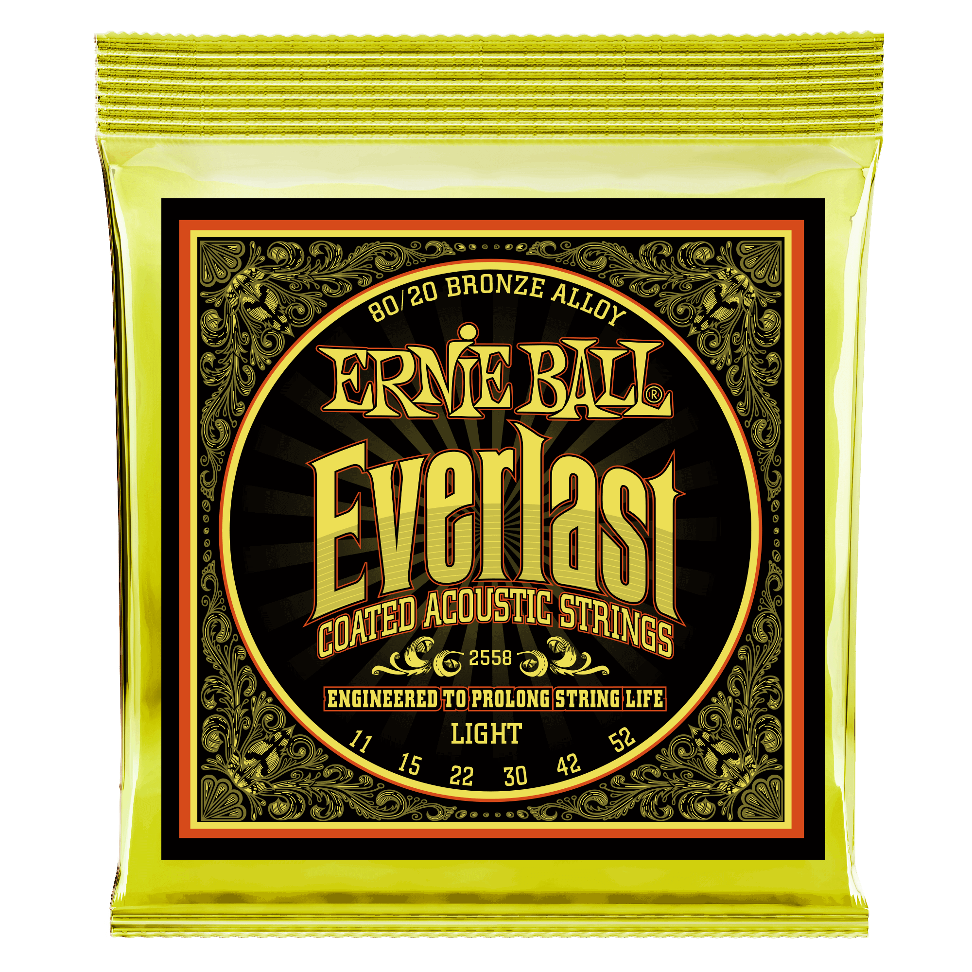 Everlast Light Coated 80/20 Bronze Acoustic Guitar Strings - 11-52 Gauge