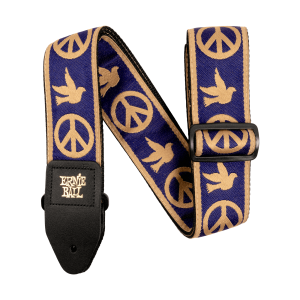 Ernie Ball Navy Blue and Beige Peace Love Dove Jacquard Strap