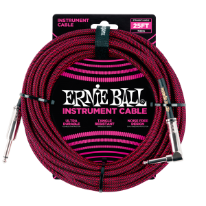 25' Braided Straight / Angle Instrument Cable - Black / Red