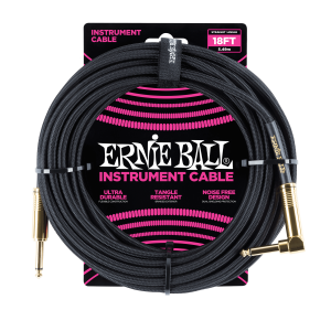 18' Braided Straight / Angle Instrument Cable - Black