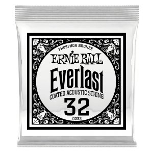 .032 Everlast Coated Phosphor Bronze Acoustic Guitar Strings 6 Pack