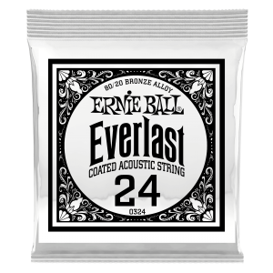 .024 Everlast Coated 80/20 Bronze Acoustic Guitar Strings 6 Pack